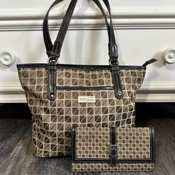 Nine & Co. Brown Tote/shoulder Bag With Matching Wallet!