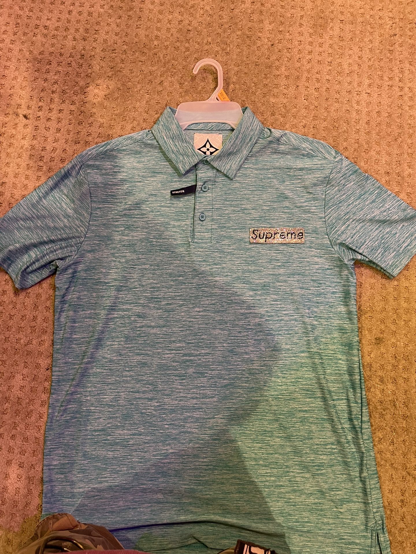 🔥men’s Super Luxury Polo Shirt With Black And Clear Rhinestone Famous Box Logo🔥