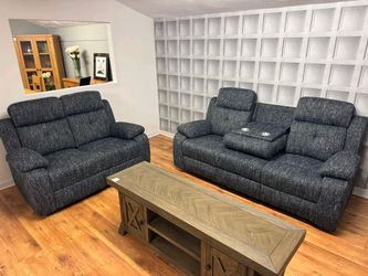 Recliner Sofa And Loveseat- Living Room Set Grey