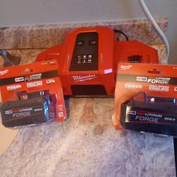Charger and two Milwaukee 8.0 Forge batteries. Firm price. Thank you. 