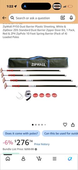 ZipWall PY50 Dust Barrier Plastic Sheeting, White & ZipDoor ZDS Standard Dust Barrier Zipper Door Kit