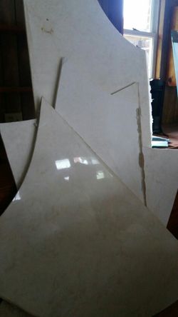 Large pieces of used man-made marble