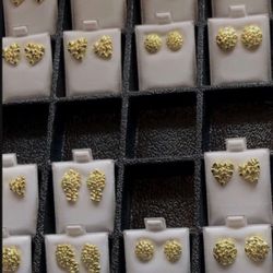 STAINLESS STEEL GOLD NUGGET EARRINGS DIFFERENT STYLES