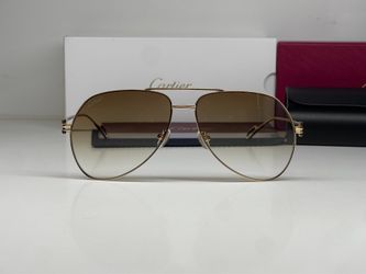 Cartier Gold Aviator Sunglasses Brown Lens Glasses