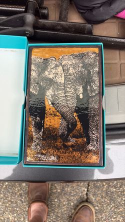 Elephant Print Art on Wood Panel