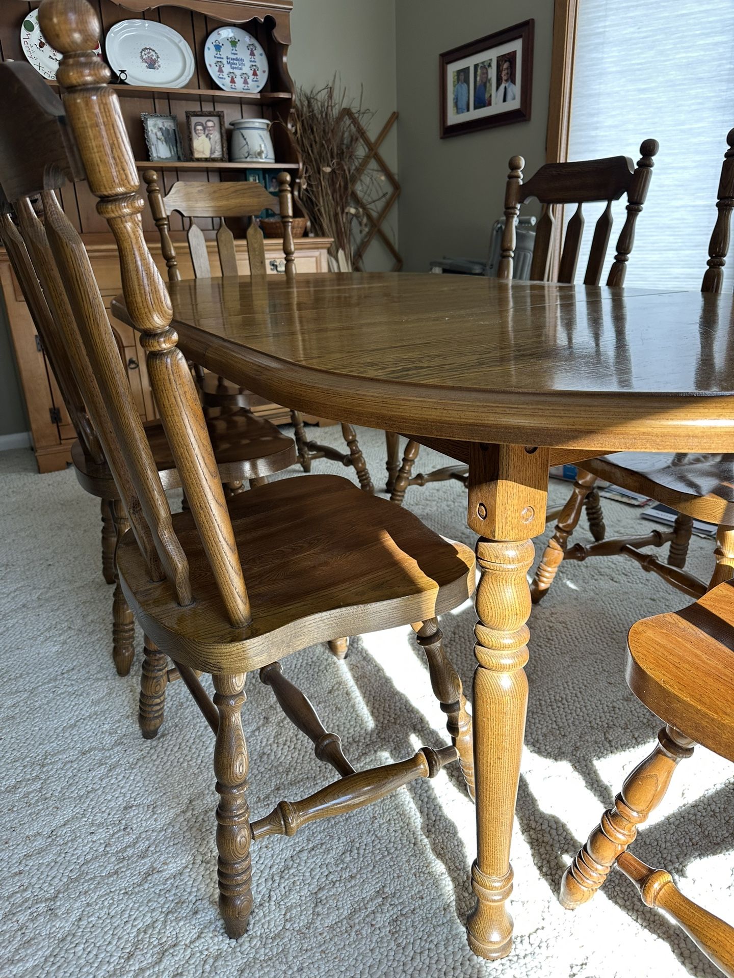 Solid Oak Kitchen Dining Table With 6 Chairs