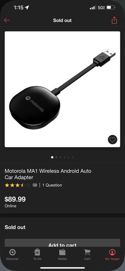  Motorola MA1 Wireless Android Auto Car Adapter