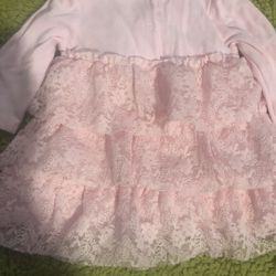 Baby Starter Pink Baby Long Sleeved.Lacy Dress Size 6 Mon