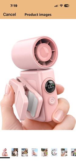 Clip-On Portable Fan, 13500 RPM High-Speed Rechargeable Handheld Mini Fan, LED Display, 360° Rotating Detachable Clip, Stroller Fan for Baby, Travel E