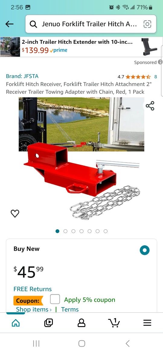 Forklift Hitch Receiver Towing Adapter with Chain,