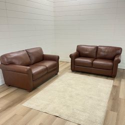 Authentic leather couch loveseat set
