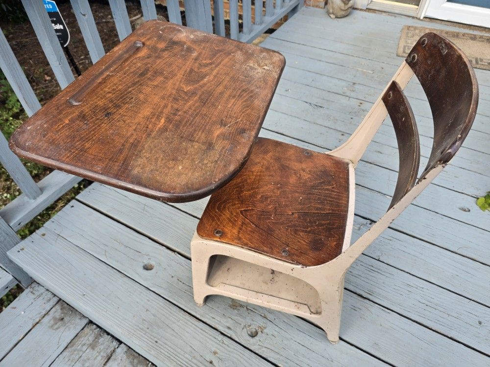 Antique Wooden & Metal Vintage Desk