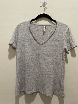 Banana Republic Gray 100% Linen V Neck Short Sleeve The Signature Tee Medium