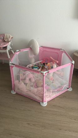 Pink baby playpen
