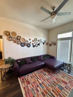 Modern Purple Leather Sectional Sofa