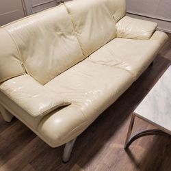 Italian Leather Sofa  -  Cream