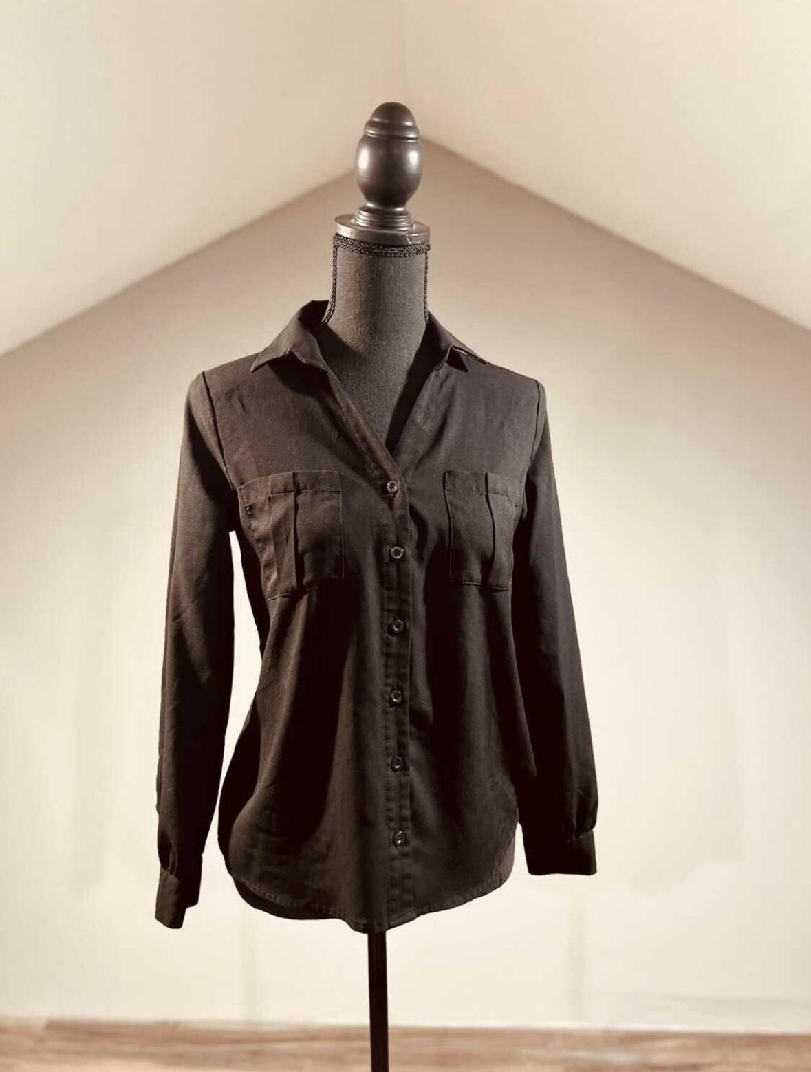 Small Black Button Up