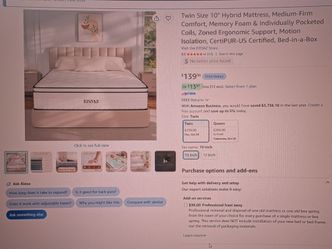 Twin mattress 10 inches