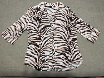 Animal Print Button-Up Blouse