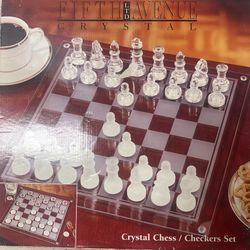 Crystal chess checkers game set