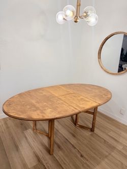 Solid Oak wood Oval Dining Table with Leaf Mid Century Modern