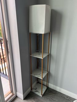 Floor Lamp with Marble-Look Shelves