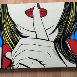 1999 Vintage Deborah Azzopardi Red Lips Shhh Modern Wall Art
