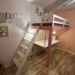 Loft Bed And Desk With Cubbies