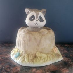 Vintage raccoon candle holder  Ceramic 