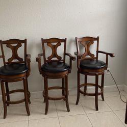 3 Wooden Bar Stools
