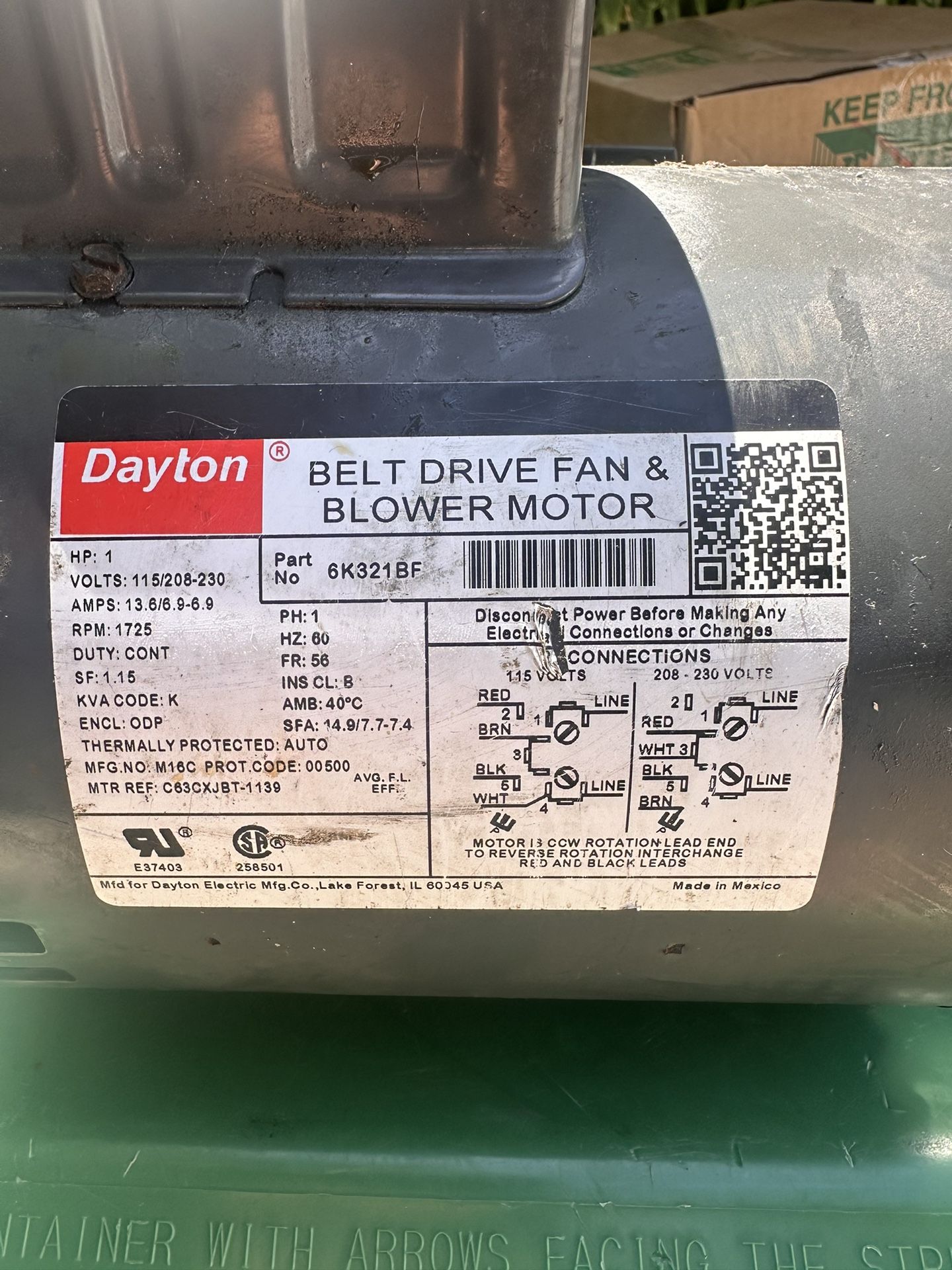 Dayton Motor 6k321 model