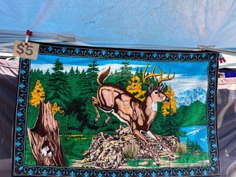 Deer Forest Scene Tapestry Wall Hanging