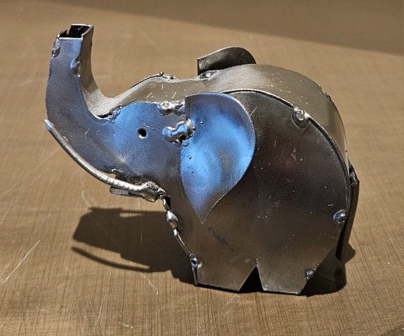 Hand Crafted Metal Elephant 3" X 3"