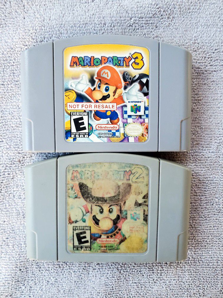 NOT FOR RESALE Mario Party 2 & 3 N64 - Nintendo 64 (Demo Carts) RARE & Authentic! 