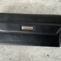 Kenneth Cole Reaction Wallet Black Faux Leather Trifold Wallet Womens 