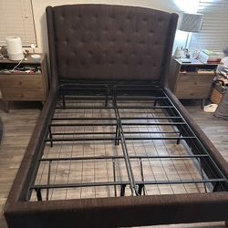 Queen Bedframe & Quilted Headboard