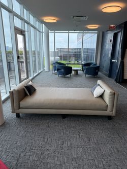 Beige Leather Chaise