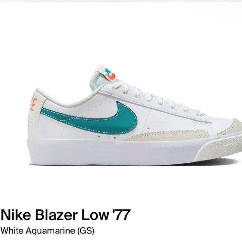 Nike Blazer Low 77 trainers in white and turquoise #sneakers
