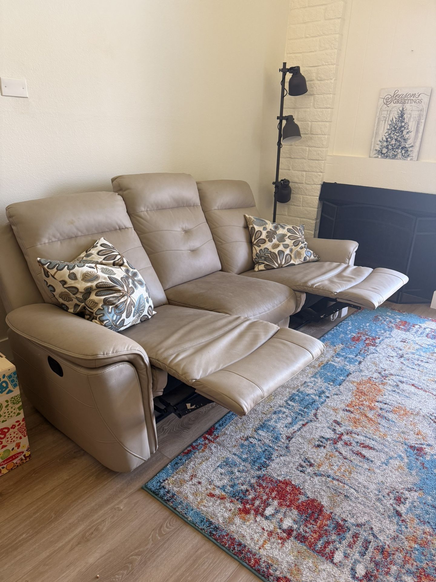 Reclining Beige Couch On Sale