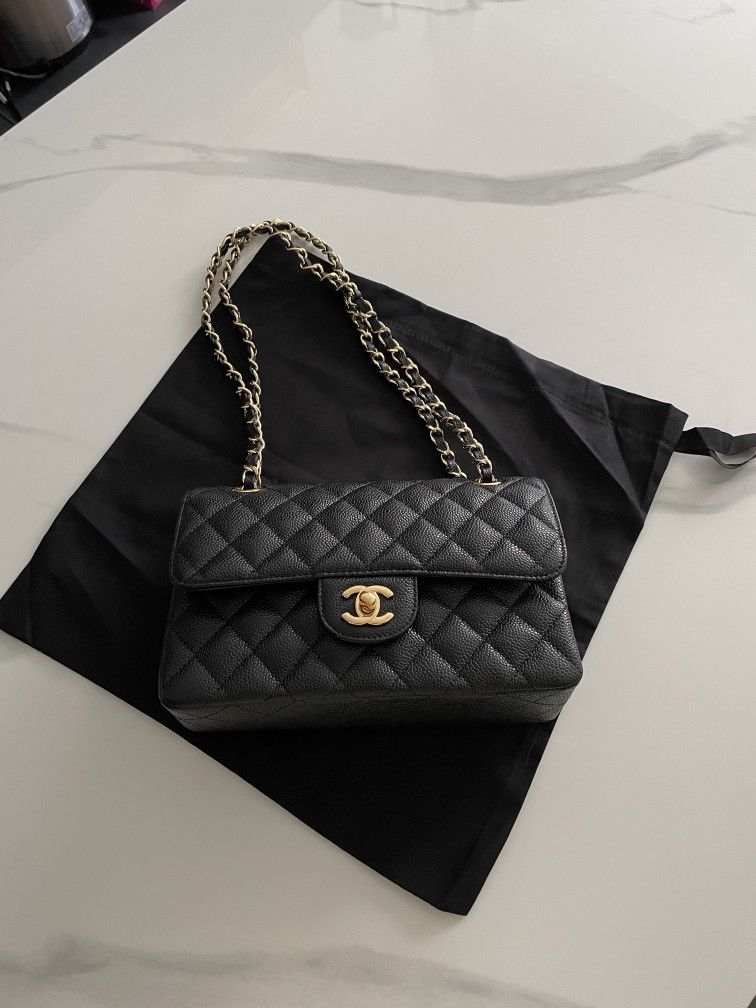 Chanel CF Grained Calfskin & Gold-Tone Metal Small Shoulder Bag