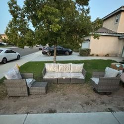 Gorgeous High Quality Three Seater Patio Sofa With Stationary Chair Plus One Swivel Chair Coffee Table Brand New Patio Set Thick Cushions 🆕🚚🛺🆕