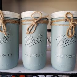 Chalk Painted Mason Jars,  Each