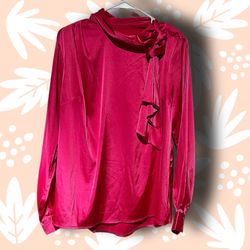 Hot Pink Satin Blouse (Medium)