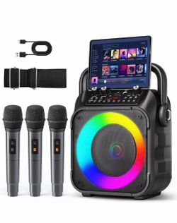 Portable Karaoke Machine with Wireless Microphones
