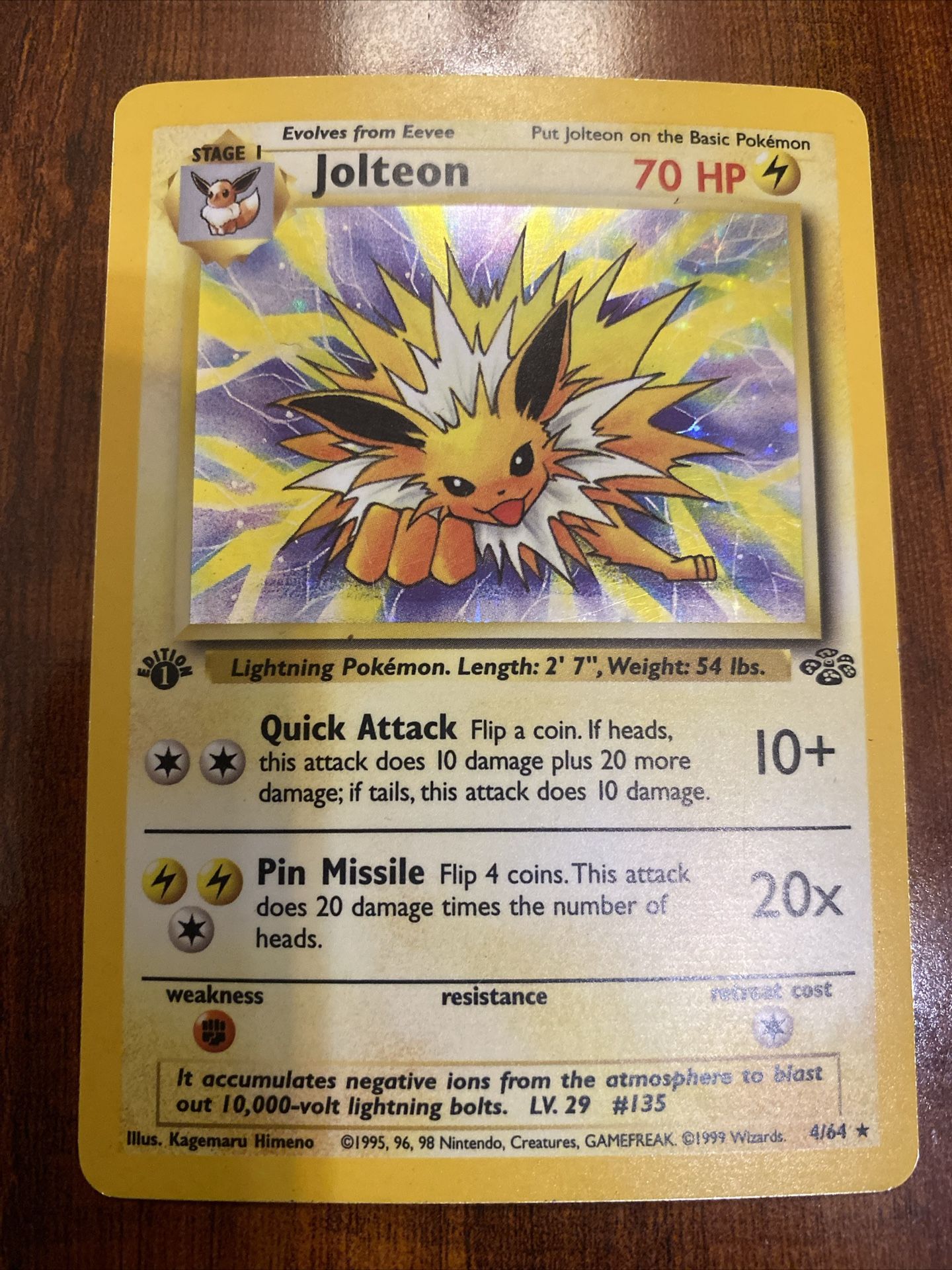 Pokemon Jolteon 1st Edition 4/64 Jungle Vintage Holo Rare LP⚡️