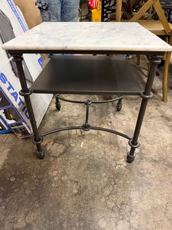 Metal and Marble Side Table with Shelf White Carrara Marble/Dark Bronze - Threshold designed with Studio McGee 📍$60 multiples available