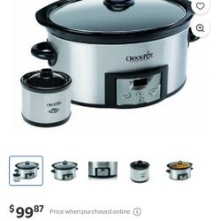 Crock-Pot 6-Quart Countdown Programmable Oval Slow Cooker with Dipper, Stainless Steel