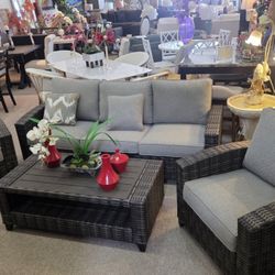 Outdoor Sofa, 2 Chairs  &  Coffee Table New