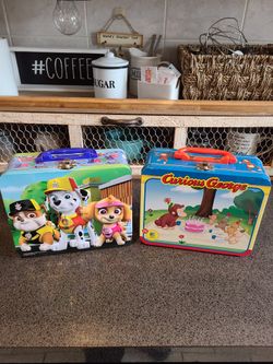 Paw Patrol & Curious George Lunchboxes With Puzzles 