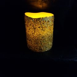 Gold Glitter Battery Candle